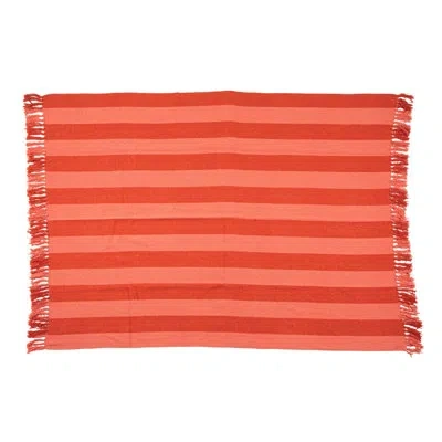 Creative Co-op Throw Blanket In Red,pink Checkered