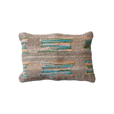 Creative Co-op Throw Pillow In Gray;orange;teal