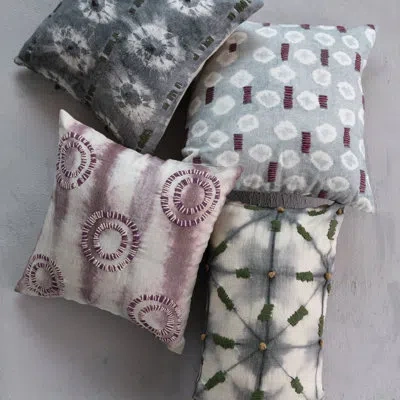 Creative Co-op Tie Dye Textiles 100% Linen Throw Square Pillow Cover