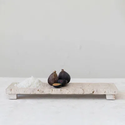 Creative Co-op Travertine Stone Footed Cheese & Serving Board In Natural
