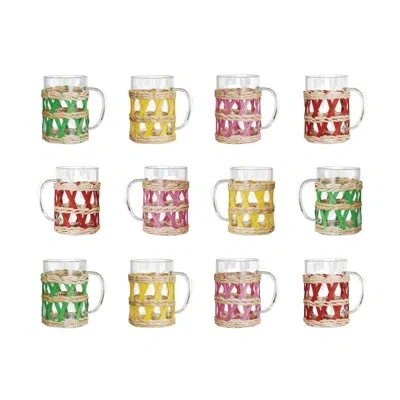 Creative Co-op Urban Homestead Glass Mug With Seagrass Sleeves In Multicolor