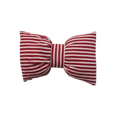 Creative Co-op Velvet Bow Shaped Striped Lumbar Pillow In Multicolor