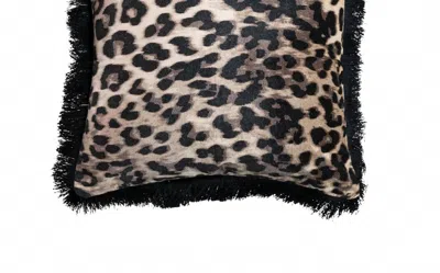 Creative Co-op Velvet Leopard Pillow In Brown In Animal Print