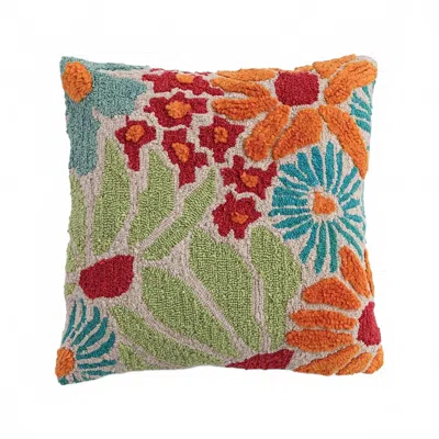 Creative Co-op Vibrant Square Tufted Floral Throw Pillow In Multi