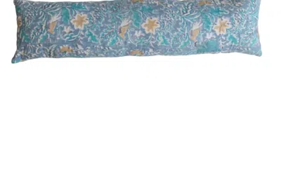 Creative Co-op Vintage Cotton Kantha Reversible Lumbar Pillow In Blue
