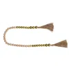 Creative Co-op Wood And Coco Shell Bead Garland In Natural & Green