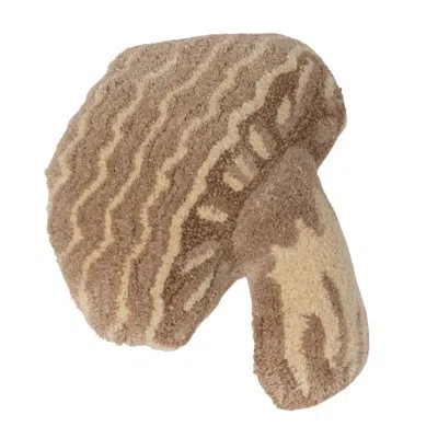 Creative Co-op Wool Tufted Mushroom Shaped Pillow With Cotton Back In Brown;beige