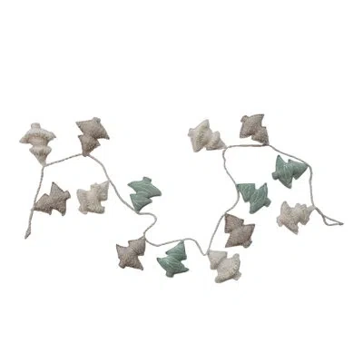 Creative Co-op Woven And Jute Tree Holiday Garland With Embroidery, Metallic Thread, Sequins And Cord In Multicolor