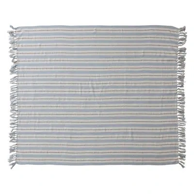 Creative Co-op Woven Cotton Blend Striped Throw With Fringe