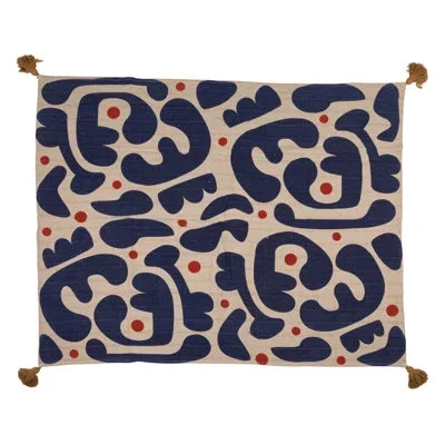 Creative Co-op Woven Cotton Blend Throw With Abstract Design, Stripes And Tassels In Multicolor