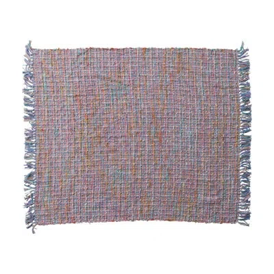 Creative Co-op Woven Cotton Blend Throw With Fringe In Muticolor