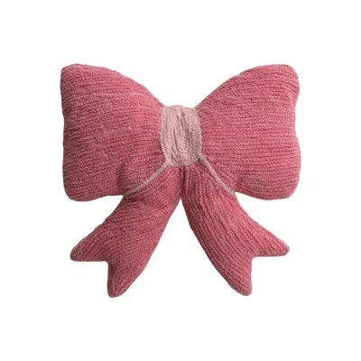 Creative Co-op Woven Cotton Chenille Bow Shaped Decorative Pillow In Pink
