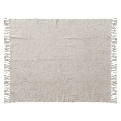 Creative Co-op Woven Cotton Chenille Throw With Fringe In White