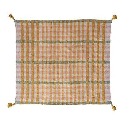Creative Co-op Woven Cotton Jacquard Throw With Tassels