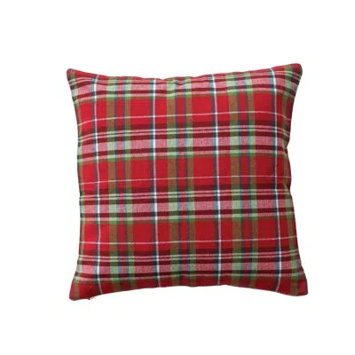 Creative Co-op Woven Cotton Lumbar Pillow With Plaid Pattern In Multicolor