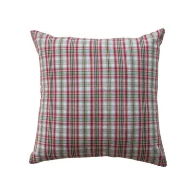 Creative Co-op Woven Cotton Pillow With Plaid Pattern In Multicolor