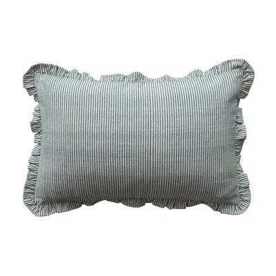 Creative Co-op Woven Cotton Striped Lumbar Pillow With Ruffle In Multicolor