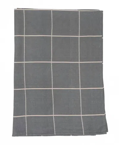 Creative Co-op Woven Cotton Tablecloth With Grid Pattern In Grey In Multi
