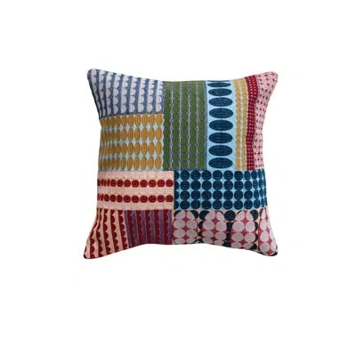 Creative Co-op Woven Fabric Indoor/outdoor Pillow With Embroidered And Patterns In Multicolor