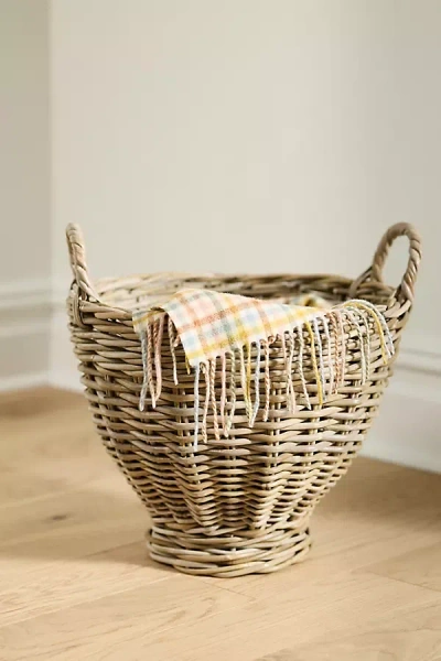 Creative Co-op Woven Rattan Footed Storage Basket In Brown