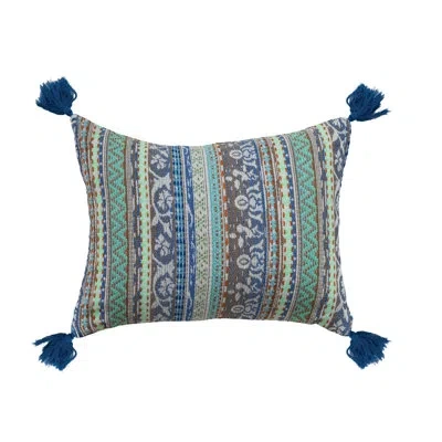 Creative Co-op Woven Stripe Lumbar Pillow In Recycled Polyester And Acrylic In Multicolor