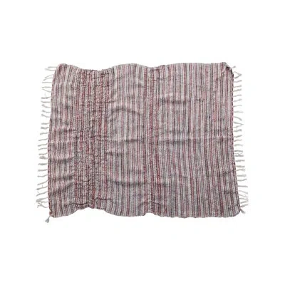 Creative Co-op Woven Throw With Stripes And Fringe