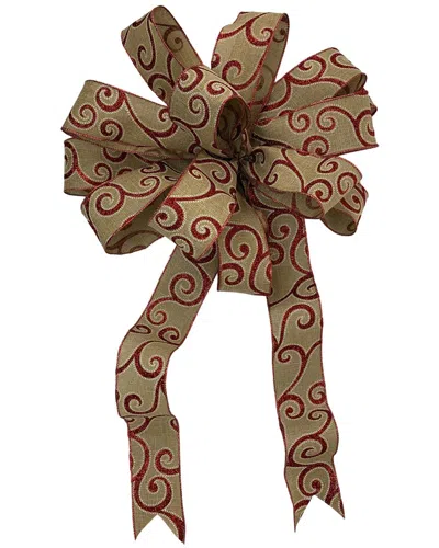 Creative Displays 15in Beige & Gold Bow With 22in-26in Long Tails & Wired Edges In Brown