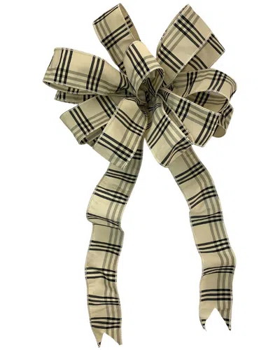 Creative Displays 15in Cream & Black Bow With 22in-26in Long Tails & Wired Edges In Brown