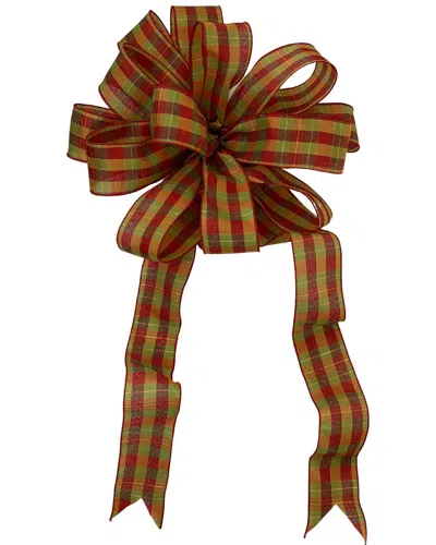 Creative Displays 15in Green & Red Bow With 22in-26in Long Tails & Wired Edges In Multi