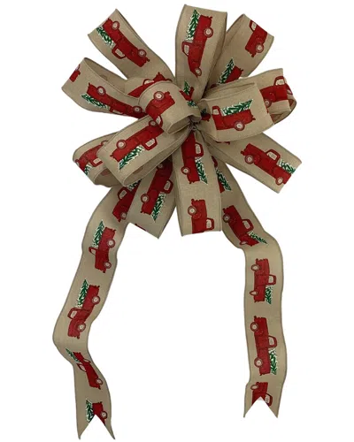 Creative Displays 15in Red Truck Bow With 22-26in Long Tails & Wired Edges In Brown