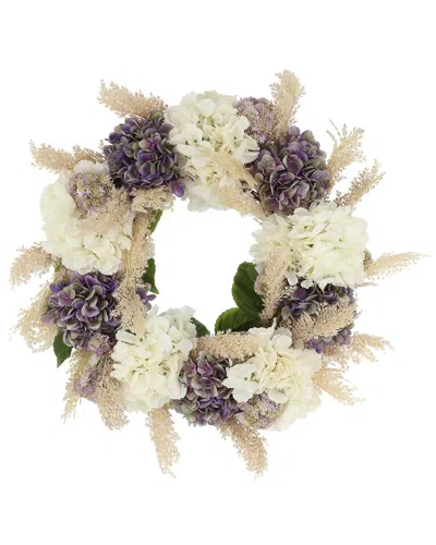 CREATIVE DISPLAYS CREATIVE DISPLAYS 22IN GRAPEVINE WREATH WITH HYDRANGEAS, PAMPAS & SEDUM