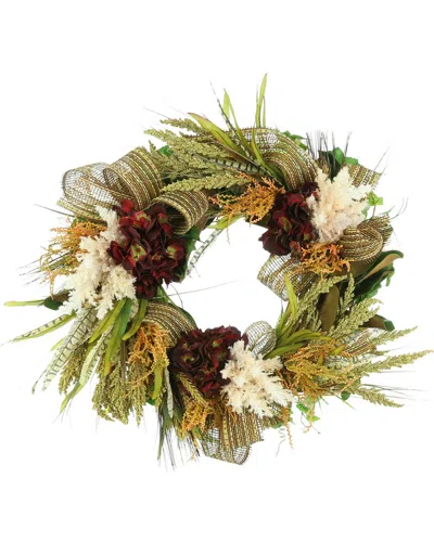 Creative Displays 22in Green, Burgundy, And Rust Mixed Floral Wreath