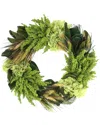 Creative Displays 22in Green Heather And Hydrangea Magnolia Leaves Wreath In Green