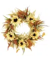 Creative Displays 22 Modern Cream Sunflower Fall Wreath With Orange In Cream
