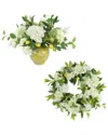 Creative Displays 22in Spring Wreath & Centerpiece With Hydrangeas & Lemons
