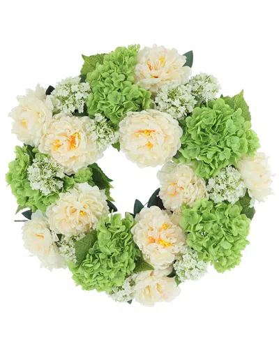 CREATIVE DISPLAYS CREATIVE DISPLAYS 22IN SPRING WREATH WITH REAL-TOUCH HYDRANGEAS & PEONIES