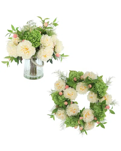 Creative Displays 23in Spring Wreath & Centerpiece With Real-touch Hydrangeas In Multi