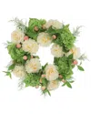 Creative Displays 23in Spring Wreath With Real-touch Hydrangeas, Peonies & Peaches