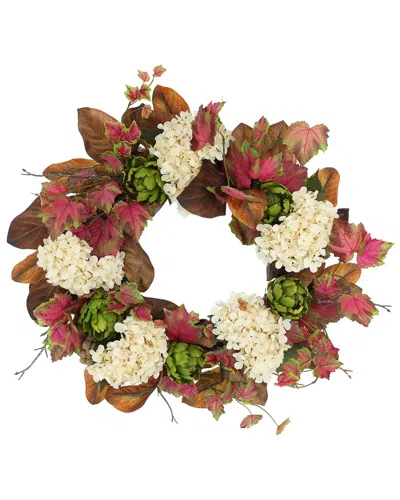 Creative Displays 24 Hydrangea Fall Wreath With Ivy And Artichokes In Multi