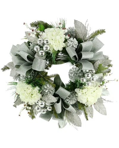 Creative Displays 24 Silver Holiday Wreath With Hydrangeas