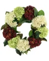 Creative Displays 24in Burgundy, Green And Cream Hydrangea Magnolia Wreath In Multicolor