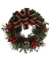 Creative Displays 24in Christmas Wreath With Farmhouse Bow In Red