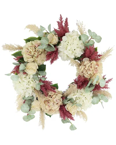 Creative Displays 24in Hydrangea Wreath With Roses In Multi