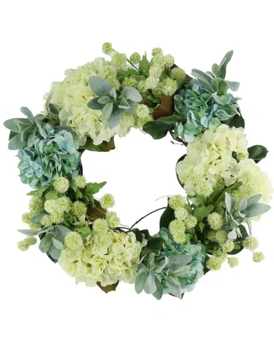 CREATIVE DISPLAYS CREATIVE DISPLAYS 24IN IVORY AND TEAL HYDRANGEA WREATH
