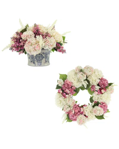 Creative Displays 24in Spring Wreath & Centerpiece With Ranunculus & Hydrangeas In Multi