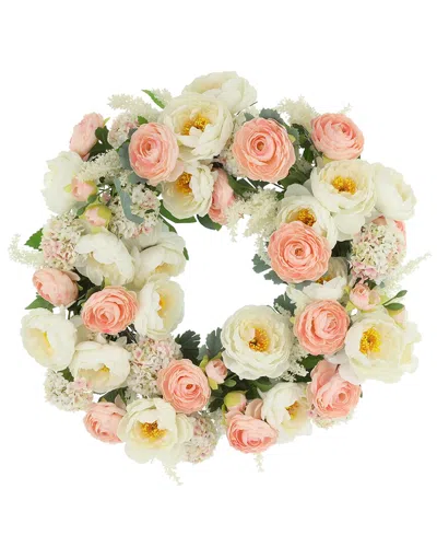 Creative Displays 24in Spring Wreath With Peonies & Ranunculus In Multi