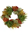 CREATIVE DISPLAYS CREATIVE DISPLAYS 25IN ORANGE HYDRANGEA AND HEATHER FALL WREATH WITH BOWS