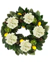 Creative Displays 25in Traditional Fall Wreath With Hydrangeas, Artichokes & Lemons In White
