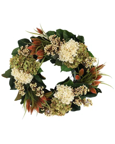 Creative Displays 26 Assorted Hydrangea Fall Wreath With Orange Thi In Cream