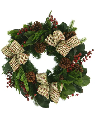 Creative Displays 26 Evergreen Wreath With Pinecones In Red